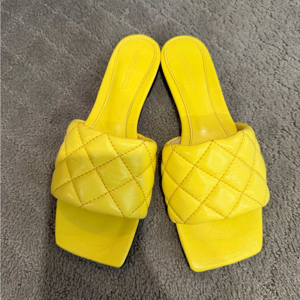Yellow Quilted Slide Sandals